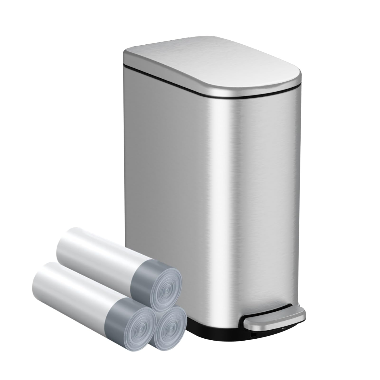 2.6 Gallon Slim Bathroom Trash Can with Soft Close Lid
