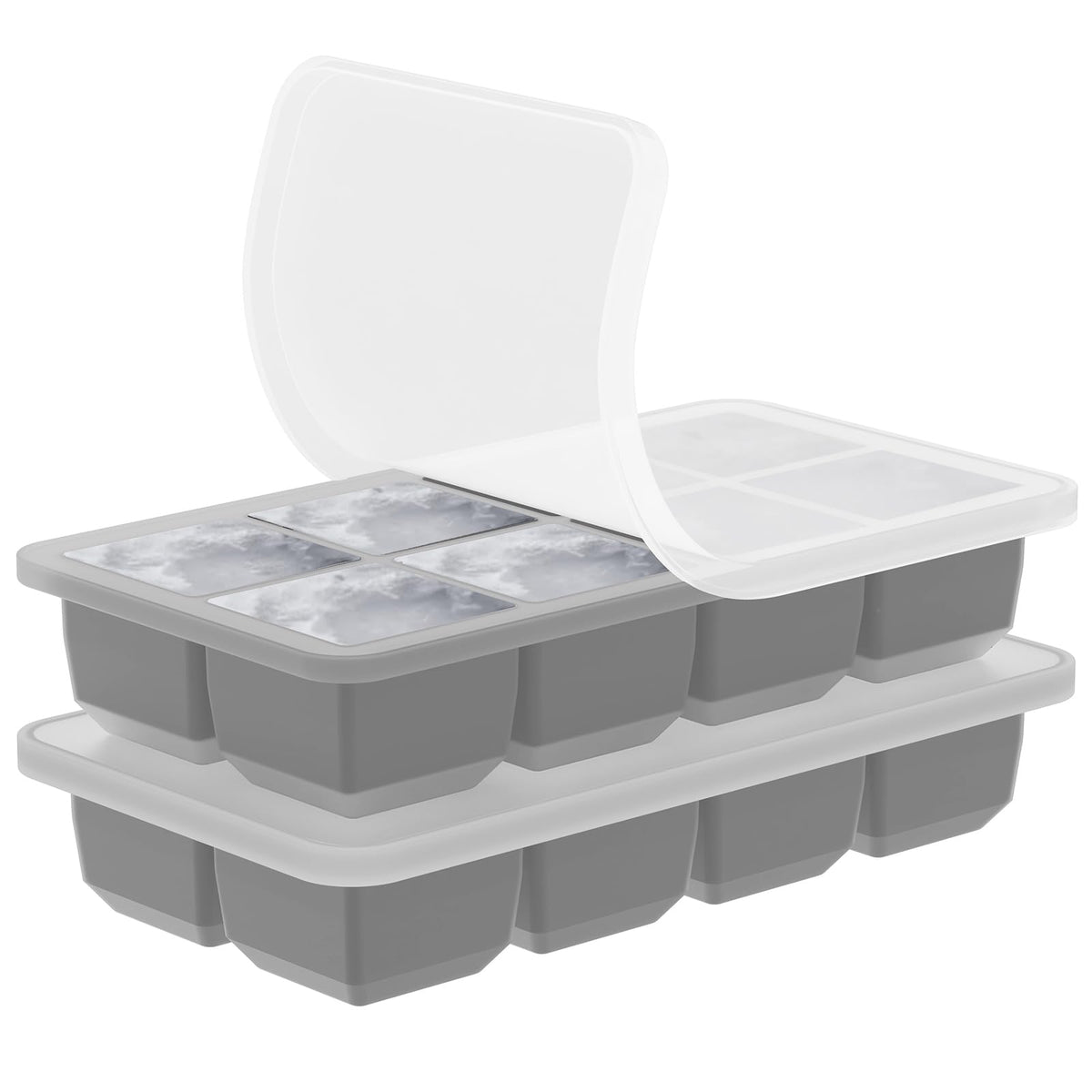 2 Pack Silicone 2 Inch Large Ice Cube Molds for Cocktails Wine Fruit and Bourbon Whiskey Easy Release Ice Cube Tray with Lid Ideal for Cold Drinks and Entertaining Gatherings (15.34 Ounce)