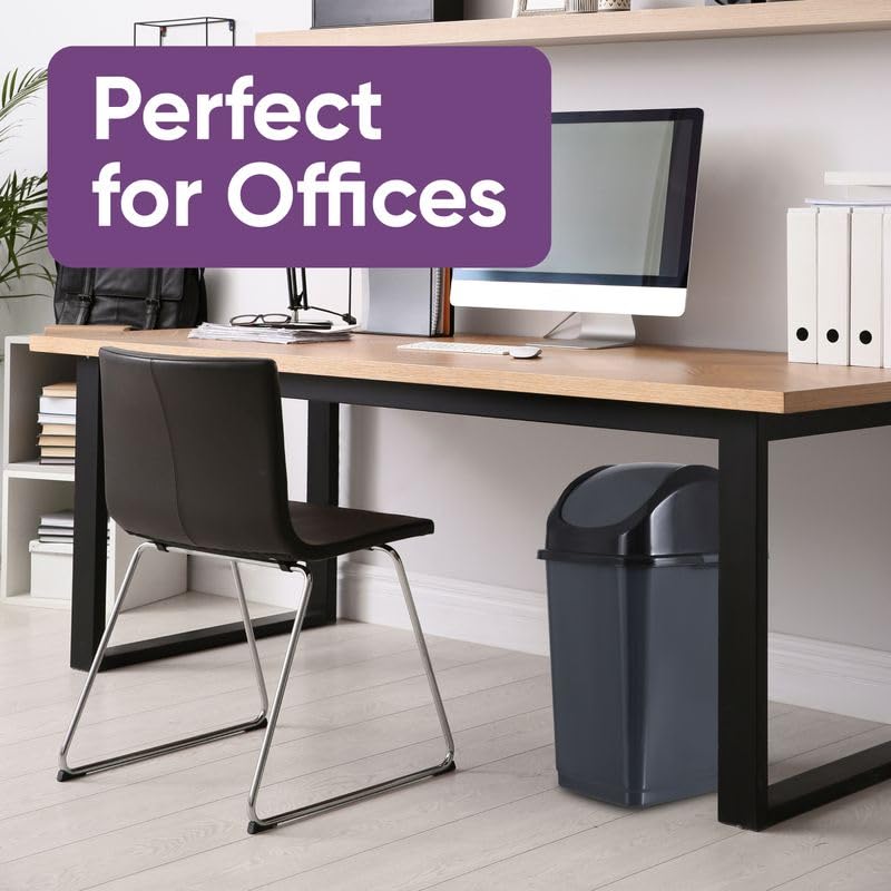 Kitchen Trash Can with Swing Top Lid 9 Gallon Slim Waste Bin 37 Qt Sturdy Plastic Garbage Can Medium Recycling Bin for Office (2 Count)