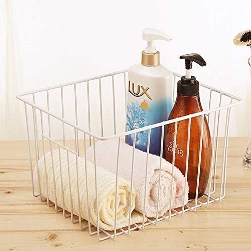 11'' Farmhouse Freezer Food Storage Organizer Baskets Modern Refrigerator Metal Wire Basket Bin with Built (6 Count)
