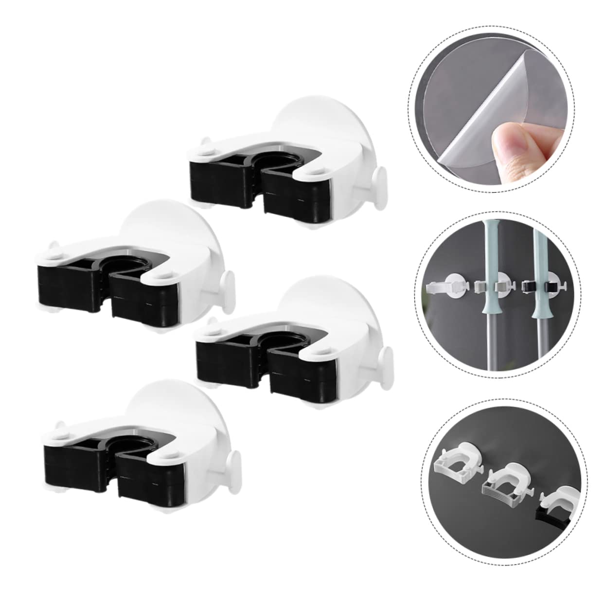4Pcs Traceless Mop Holders Creative Wall Mount Mop Clips for Home Office and Bathroom Organization Stylish Design for Mop and Broom Storage Easy to Use and Install