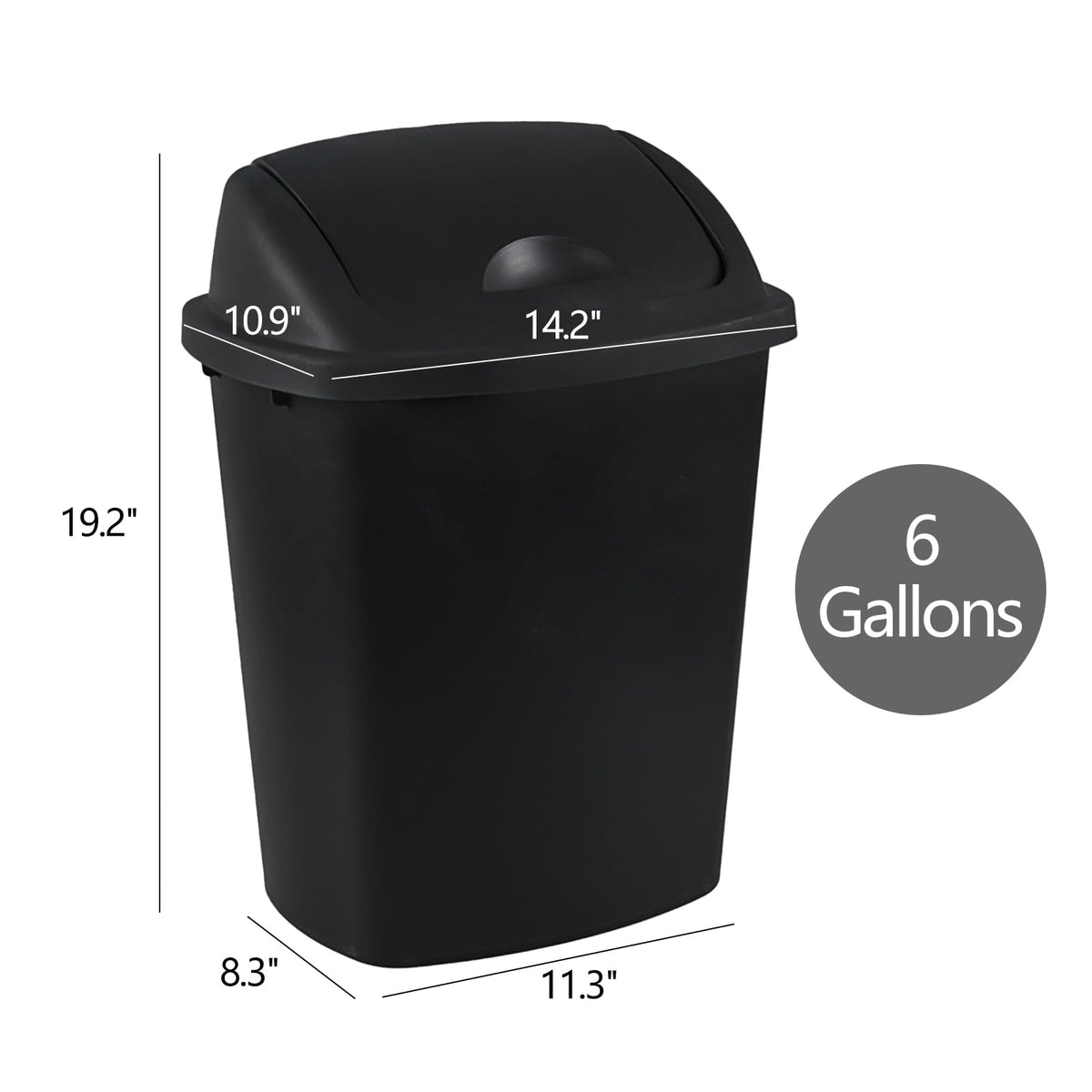 6 Gallon Swing Top Trash Can (4 Count)
