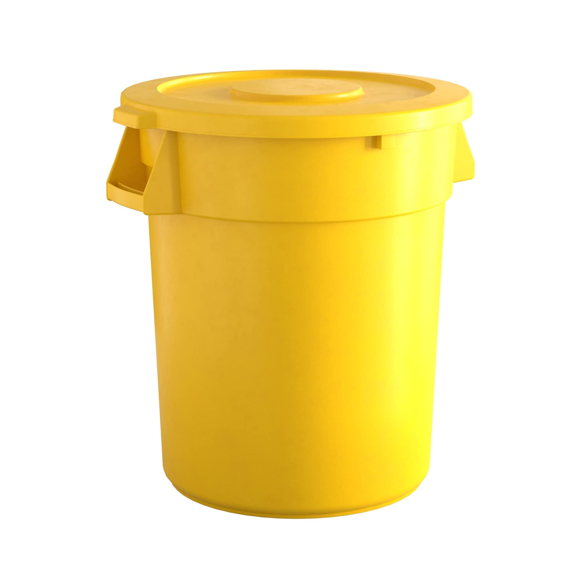 32 Gallon Yellow Round Commercial Trash Can with Lid