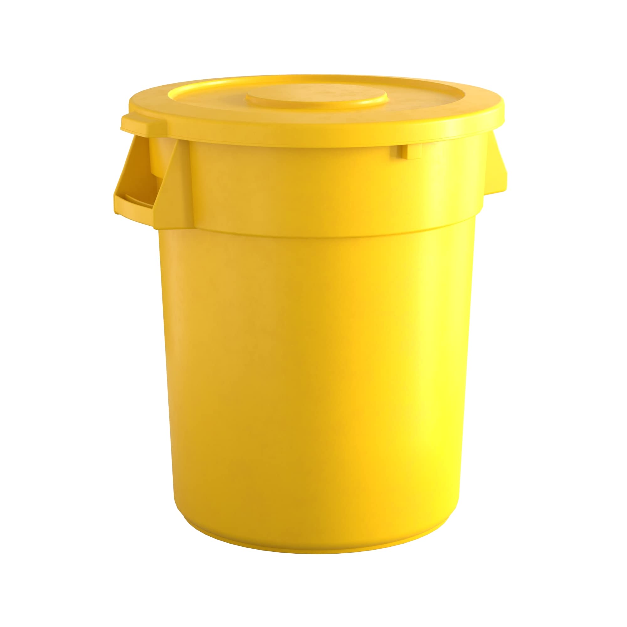 32 Gallon Yellow Round Commercial Trash Can with Lid