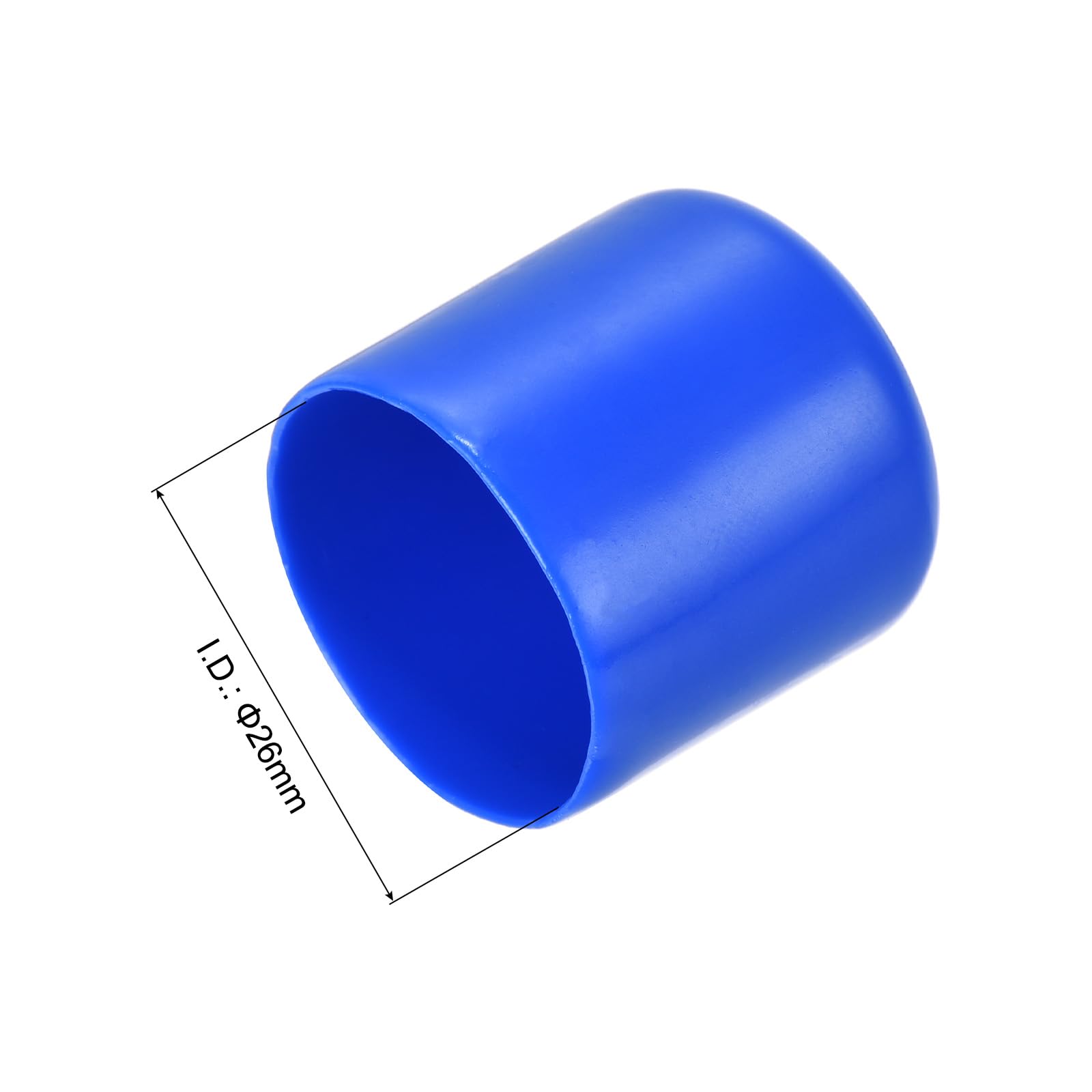20pcs Rubber End Caps 26mm ID Vinyl Round Tube Bolt Cap Cover Screw Thread Protectors Blue