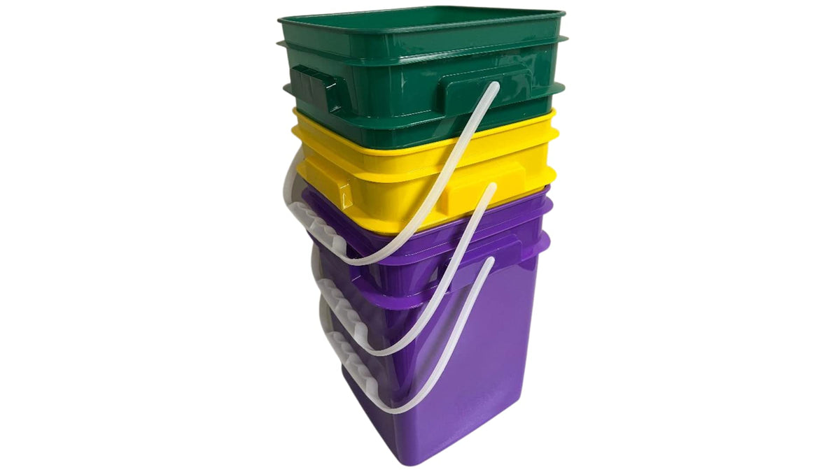 4 Gallon Square Food Grade Bucket Pail with Plastic Handles and Lid