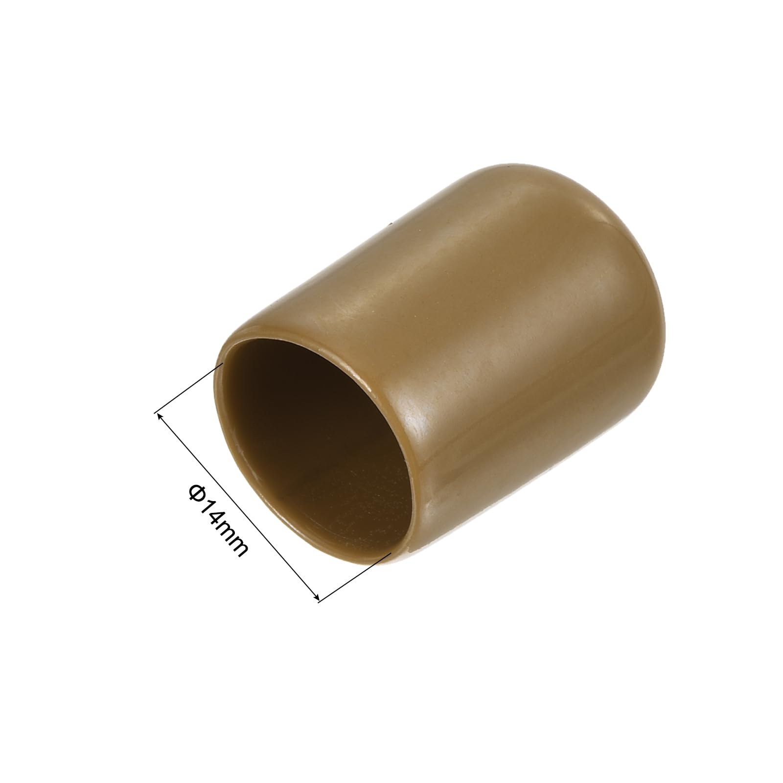 20pcs Rubber End Caps 14mm ID Vinyl PVC Round Tube Bolt Cap Cover Screw Thread Protectors Light Brown