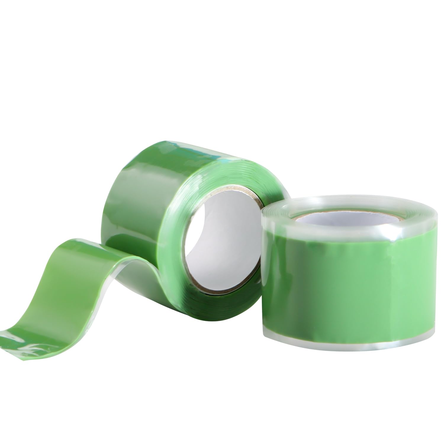 Self Fusing Silicone Tape 2 Rolls 1 in x 5' Green Waterproof Rubber Leak Proof Sealing Rubber Self