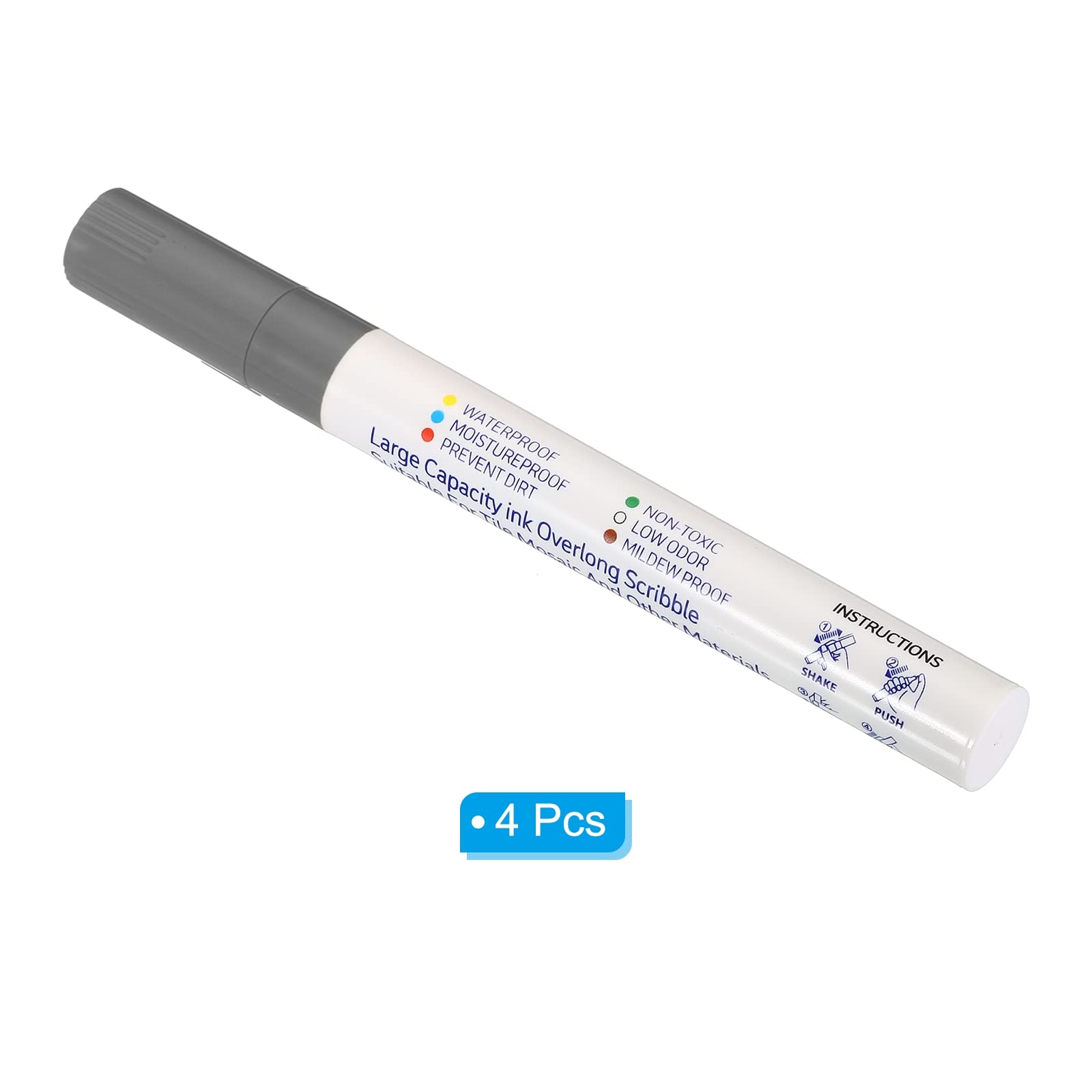 Grout Pen 4 Pack Grey Tile Marker Waterproof Grout Sealer Pen Tile Repair Pens Paint Pens for Wall Floor Bathroom Kitchen Refresh (4 Count)