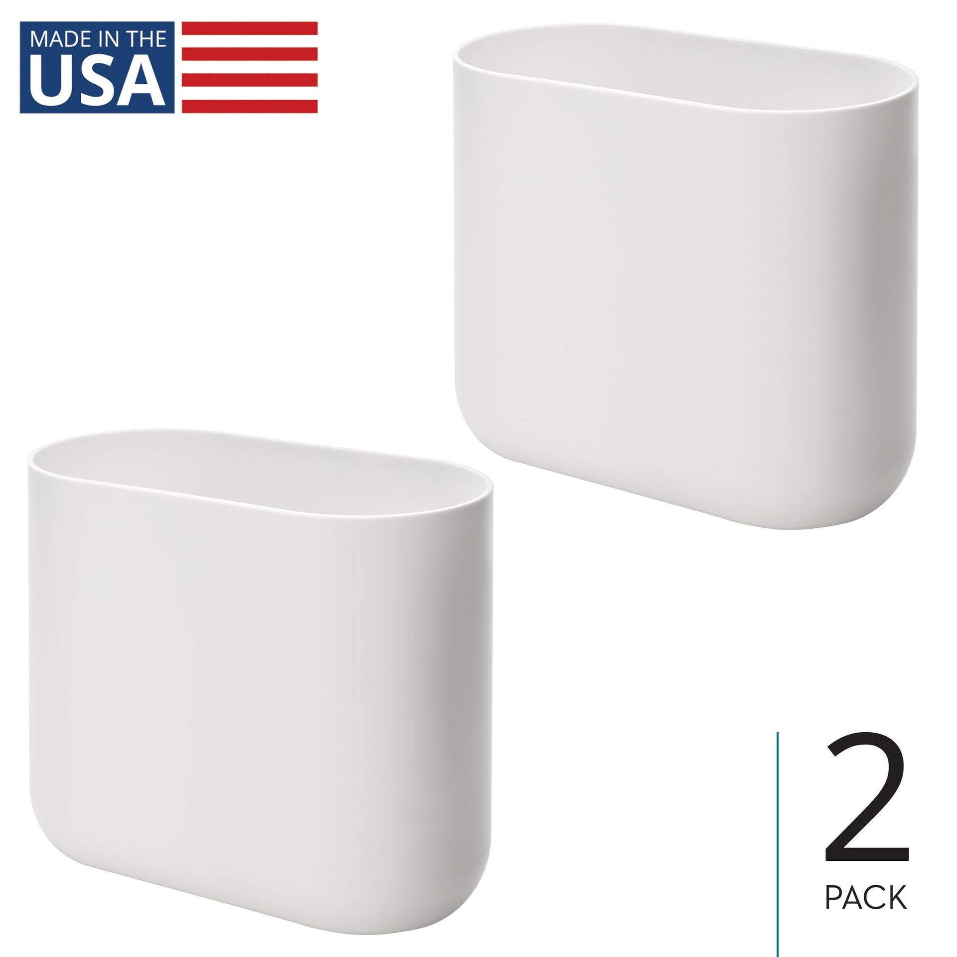 Small Slim Plastic Bathroom Trash Can (2 Count)
