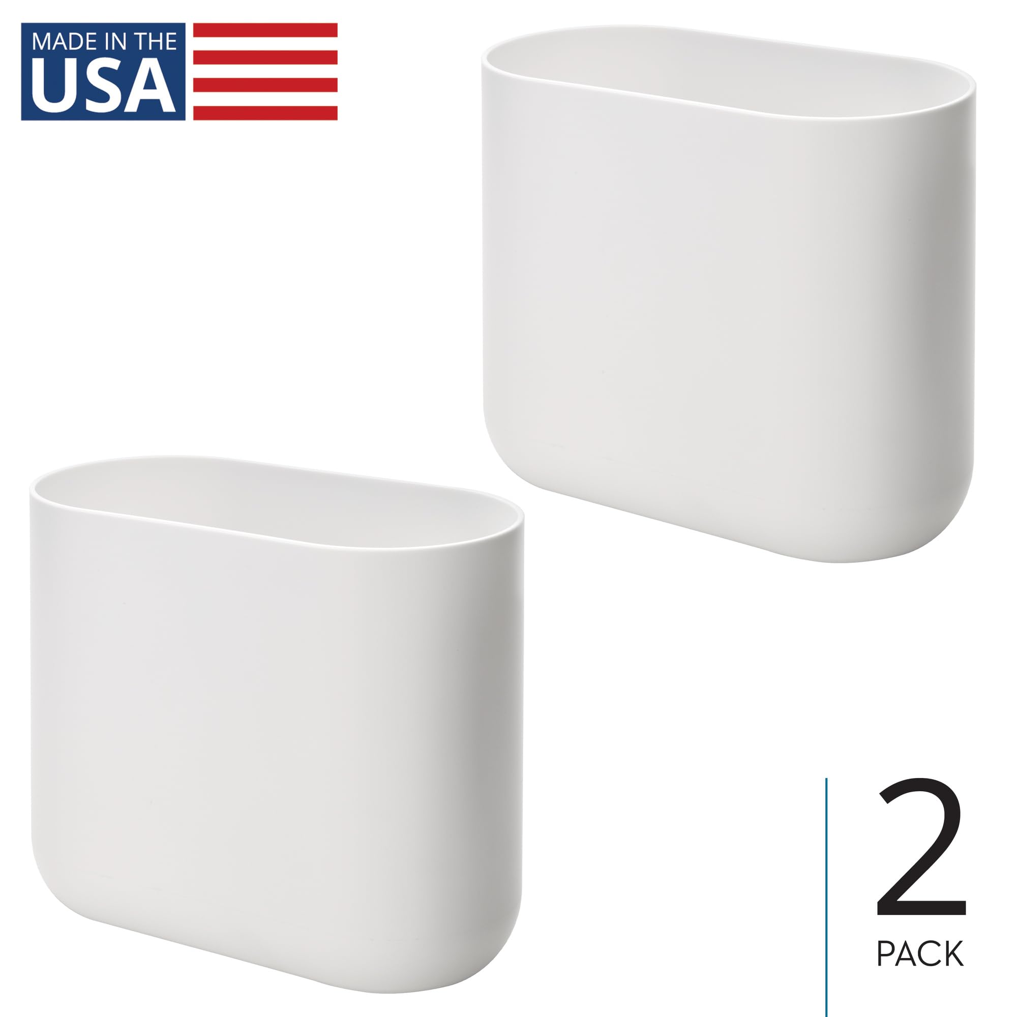 Small Slim Plastic Bathroom Trash Can (2 Count)