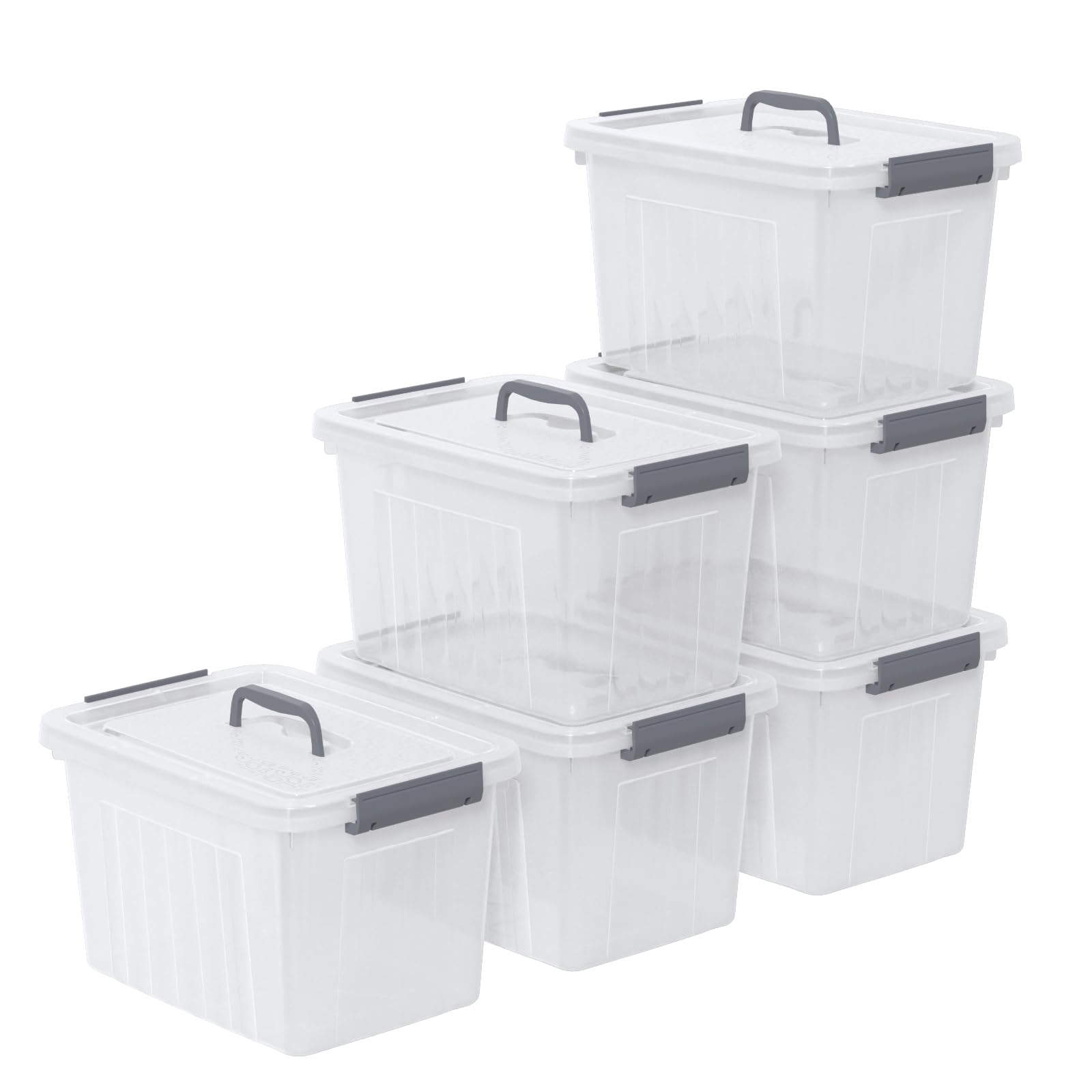 6 Pack Clear Plastic Storage Latch Box with Lids (6 Count)