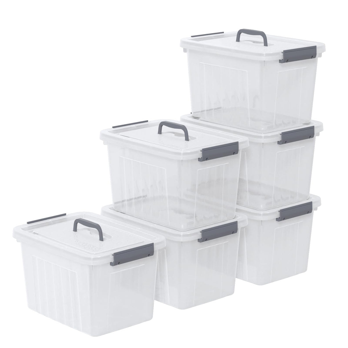6 Pack Clear Plastic Storage Latch Box with Lids (6 Count)