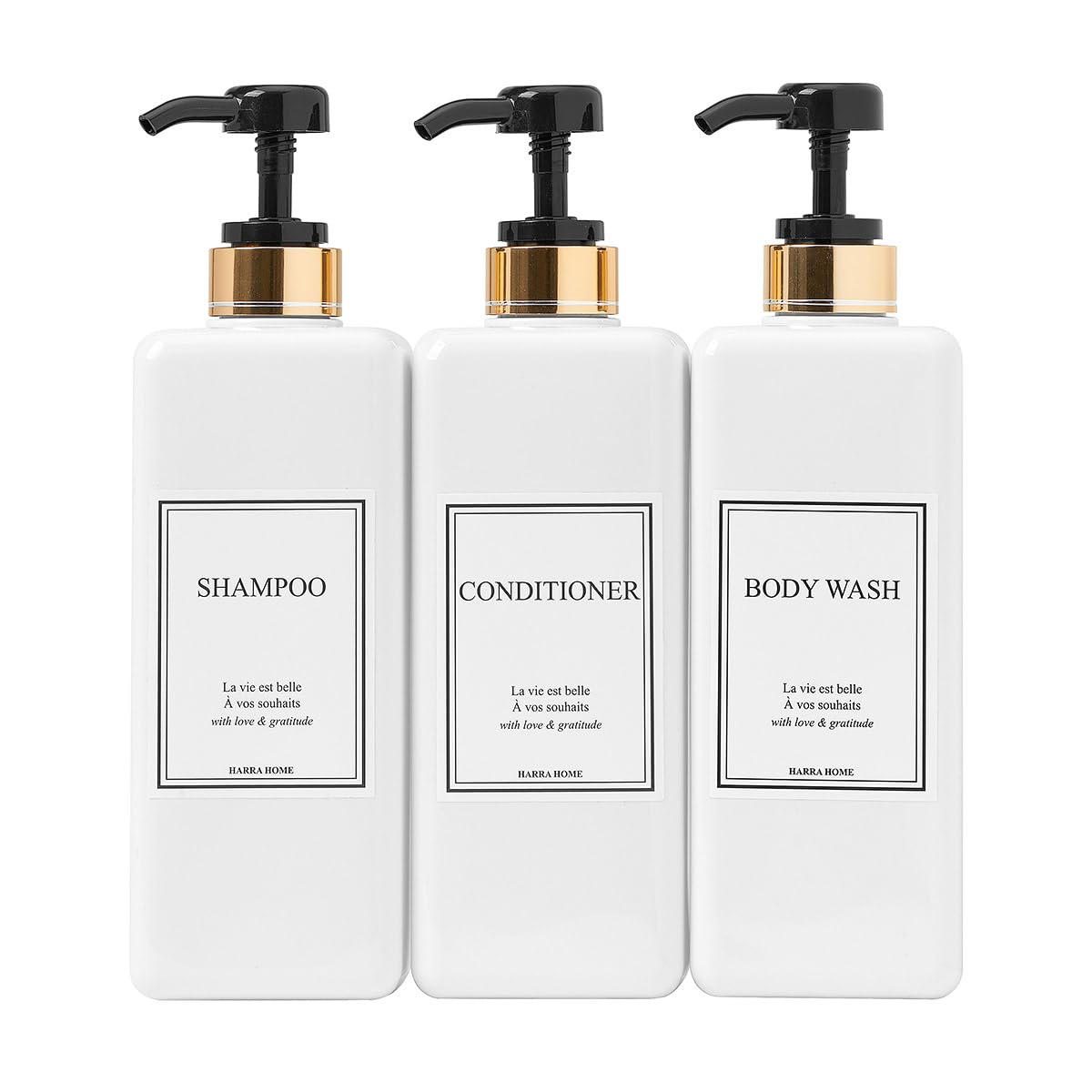 Modern Gold Design Shampoo and Conditioner Dispenser (3 Count)