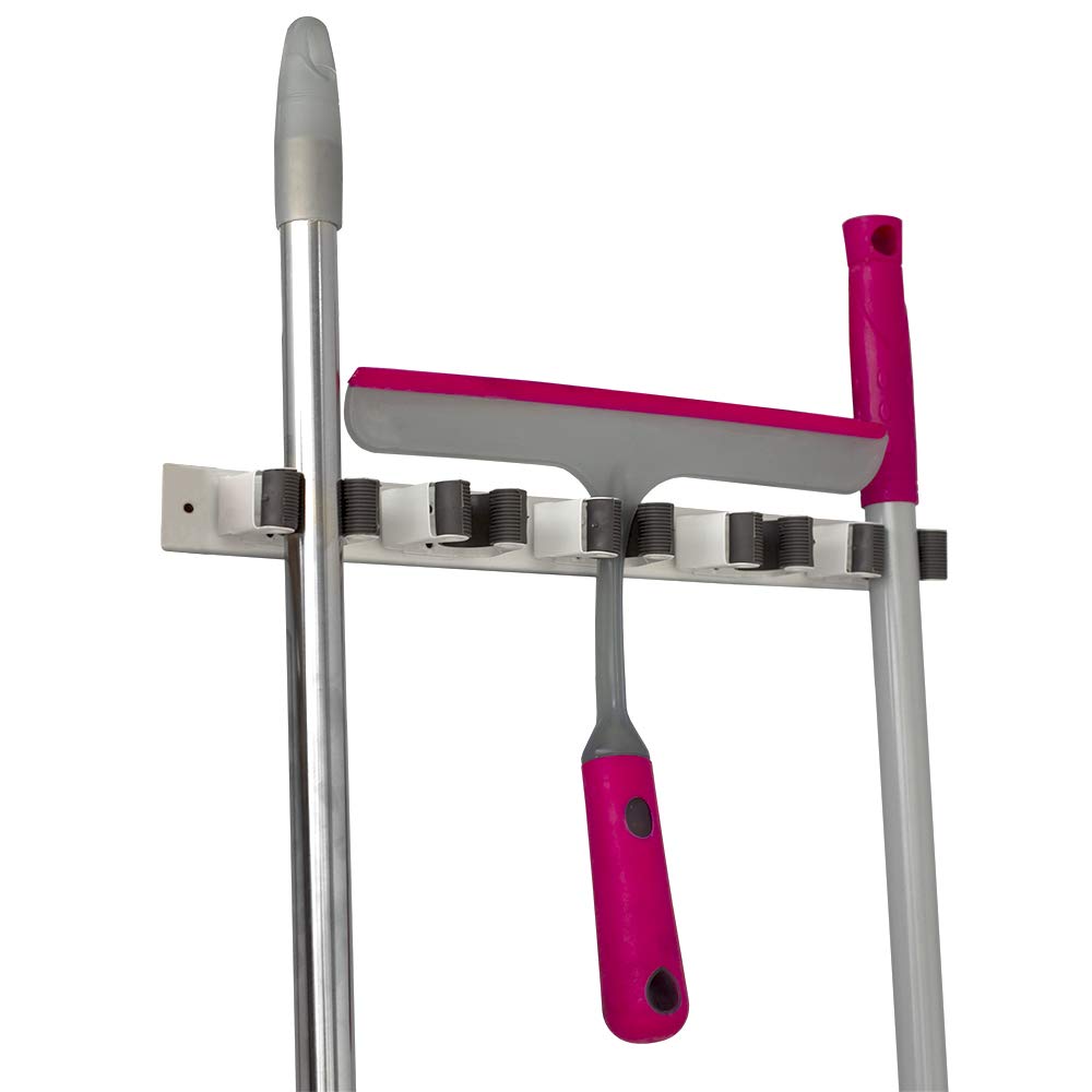 Mop and Broom Holder Wall Mounted Storage Organizer by Home Basics