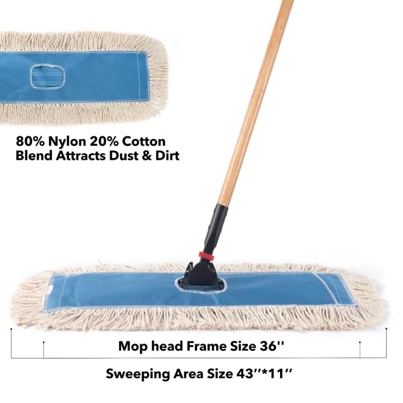 Matthew Cleaning 36'' Industrial Strength Cotton Dust Mop Refill Washable Replacement Heads for Residential & Commercial Use Fit Standard Dust Mop Frames - ModHome Supplies