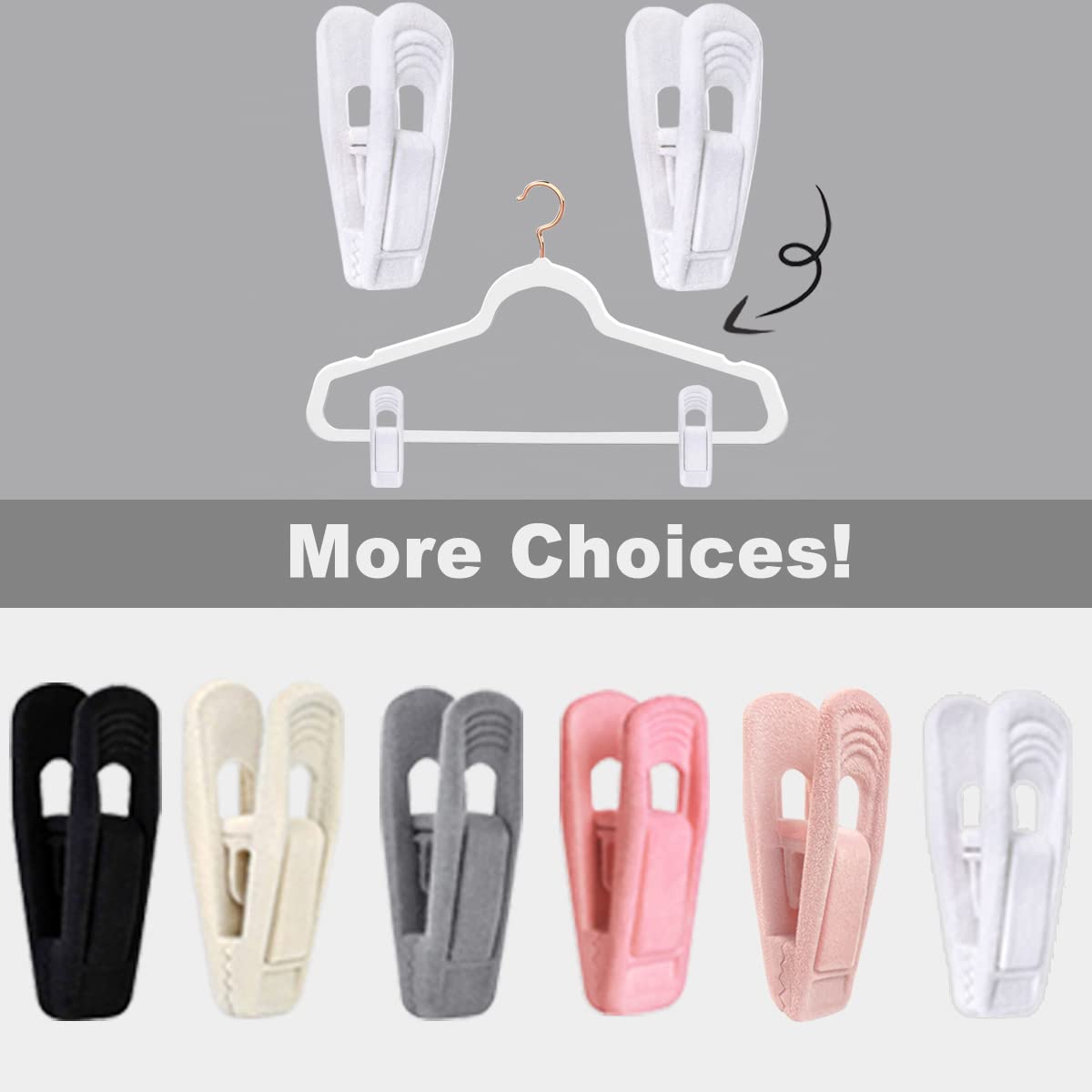 White Velvet Hangers Clips 40 PCS (40 Count)