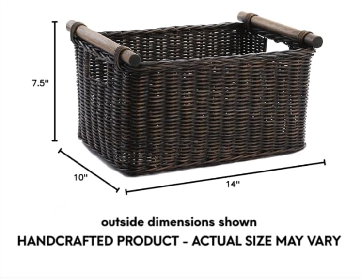 Pole Handle Wicker Storage Basket