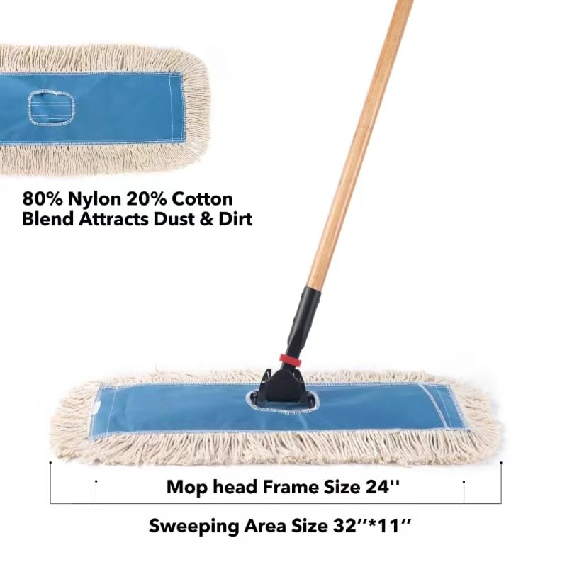 Matthew Cleaning 24'' Industrial Strength Cotton Dust Mop Refill Washable Replacement Heads for Residential & Commercial Use Fit Standard Dust Mop Frames (3 Count) - ModHome Supplies