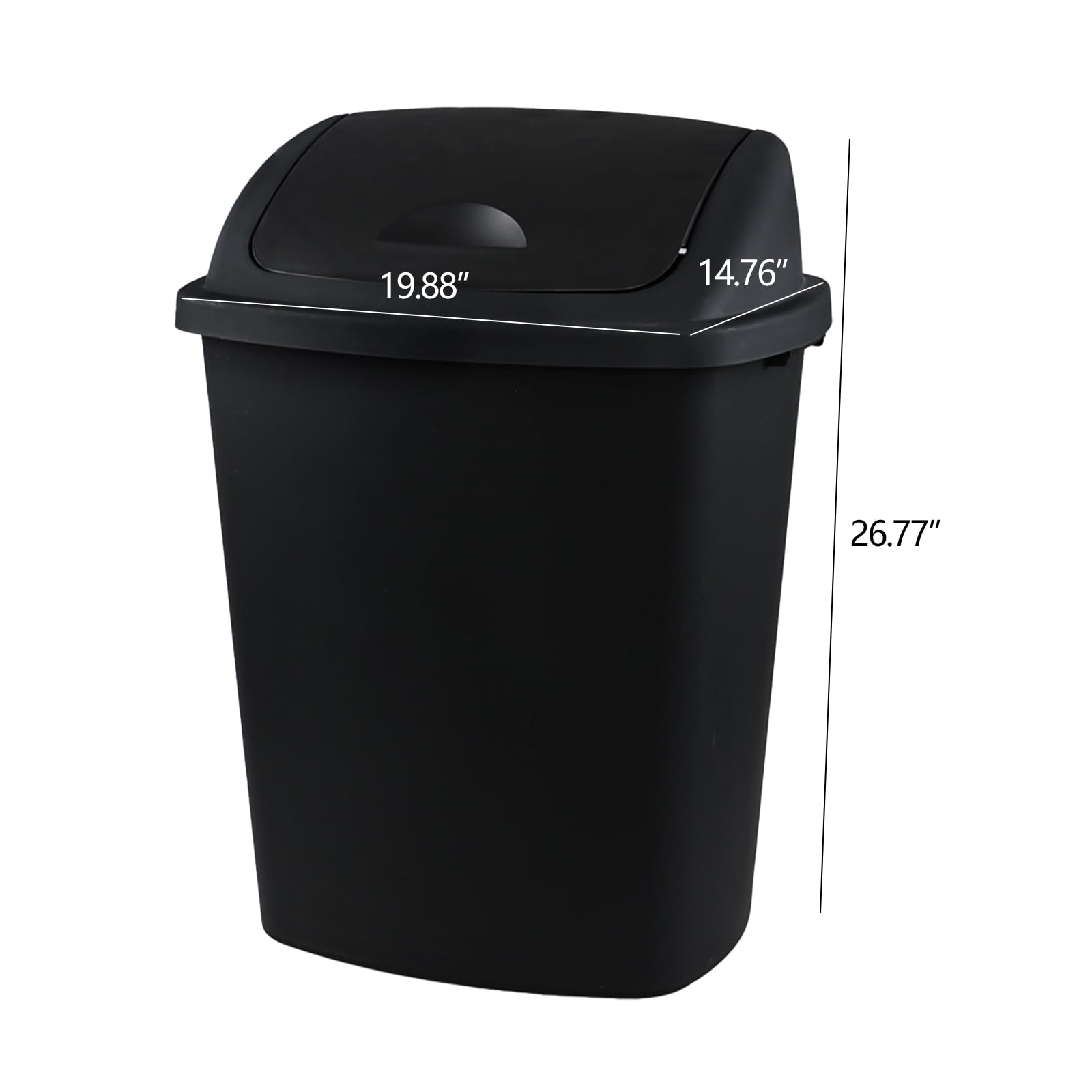 4 Pack 18 Gal Tall Plastic Kitchen Trash Cans with Swing Top (4 Count)