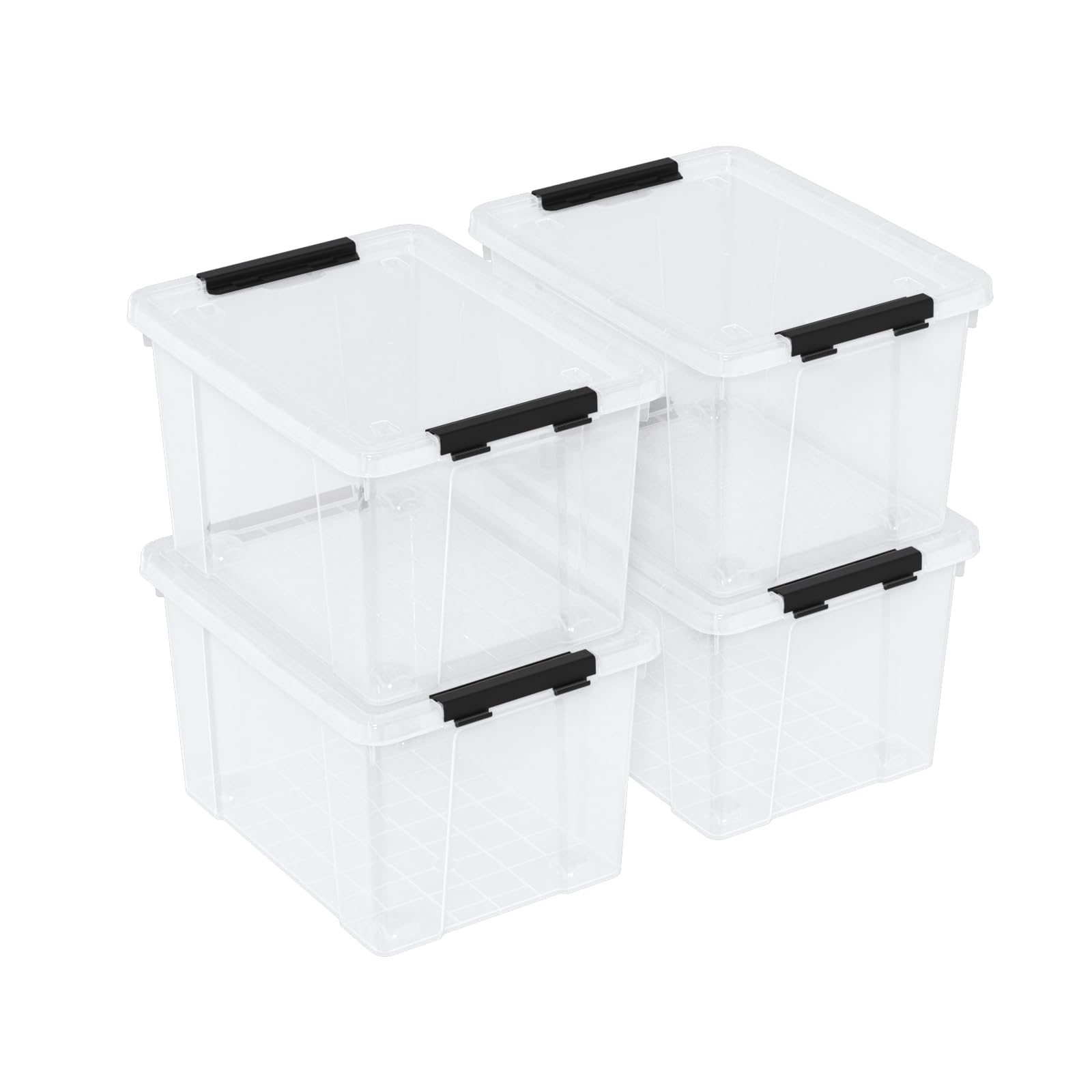 23 L Clear Plastic Storage Box with Lid and Wheels (4 Count)