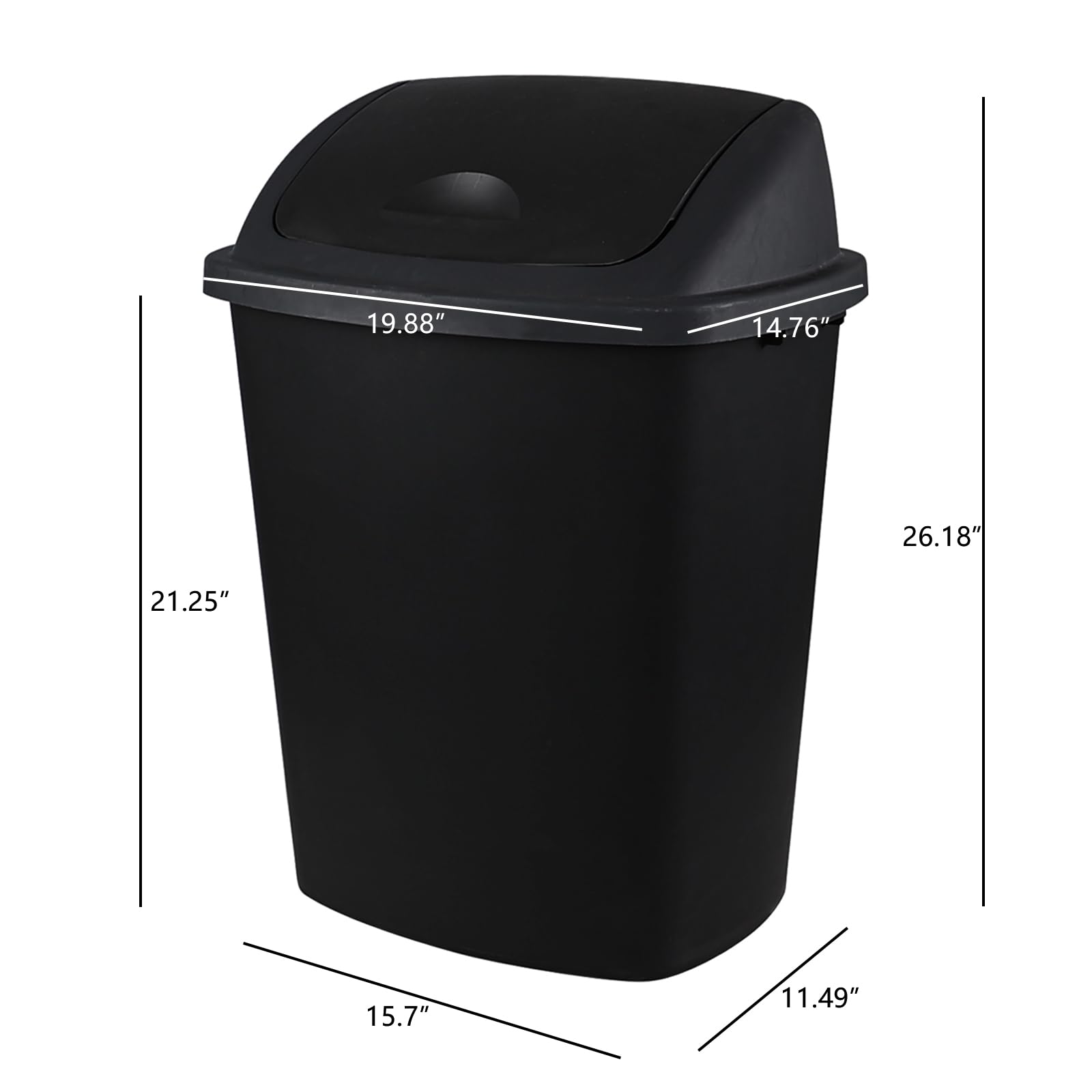 18 Gallon Plastic Garbage Bin with Swing Lid (4 Count)