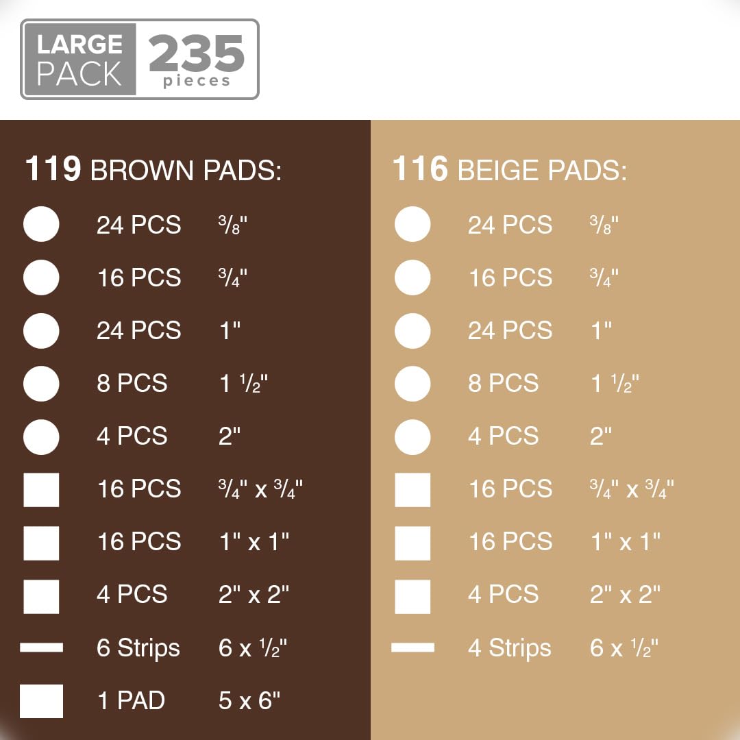 235 pcs Felt Furniture Pads Brown & Beige X (235 Count)
