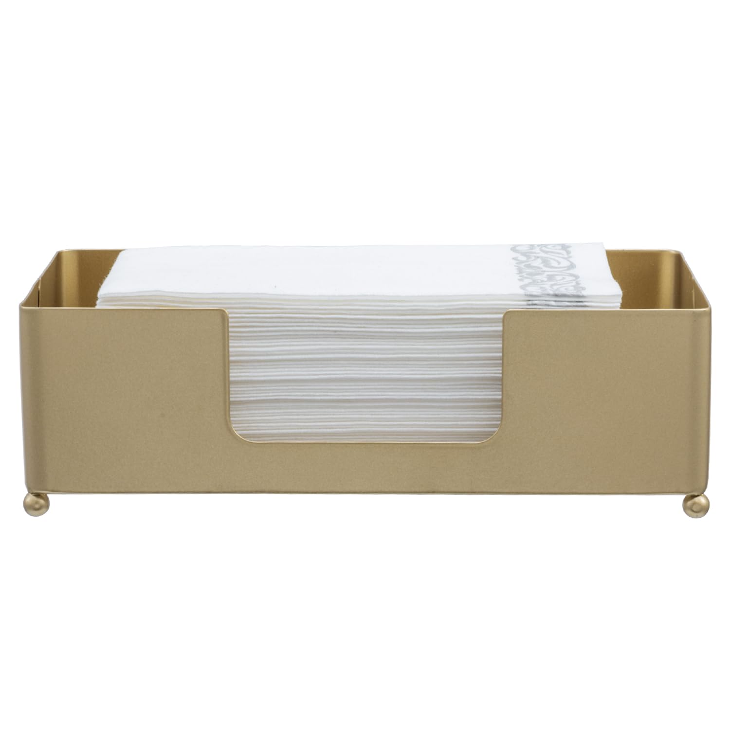 Gold Tone Metal Guest Towel Holder Countertop Dispenser Tray