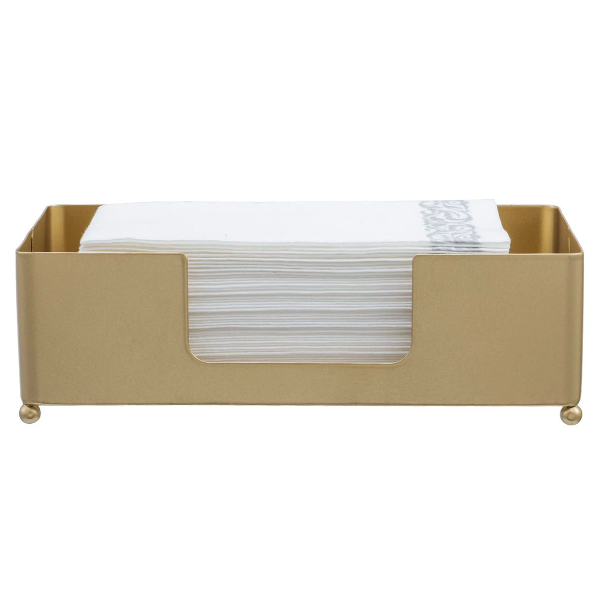 Gold Tone Metal Guest Towel Holder Countertop Dispenser Tray