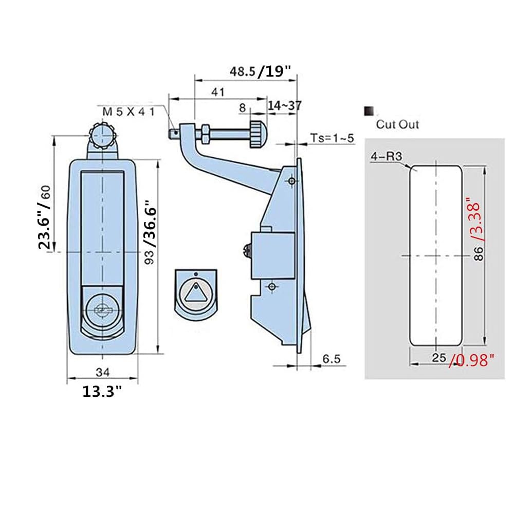 2PCS Compression Latch Lock Powder Coated Zinc Alloy Adjustable Lever Hand Operated Flush Lever Marine Applicable Door Thickness