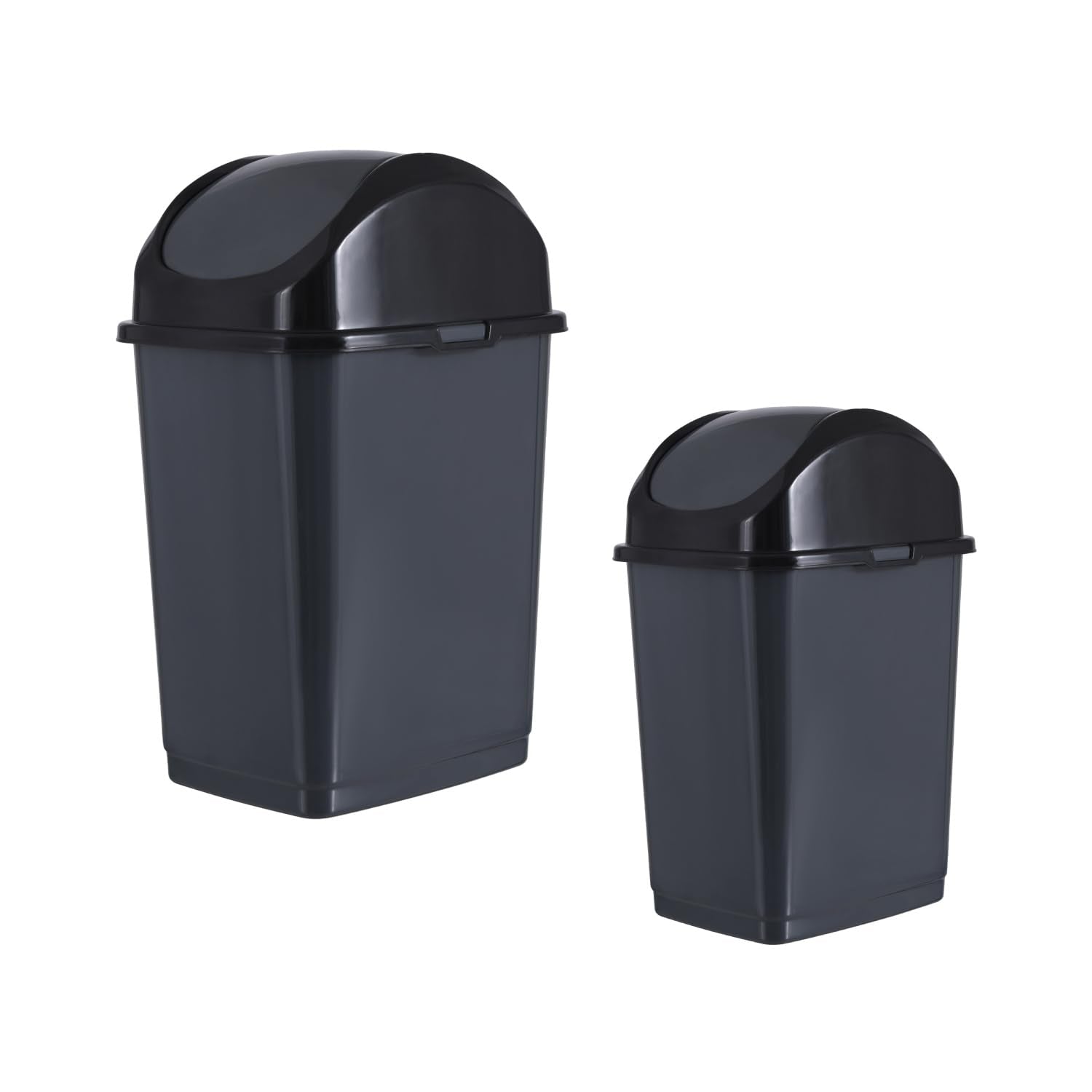 Mini 1.25 Gallon and Small 2.5 Gallon Plastic Trash Cans with Swing Top Lid (2 Count)