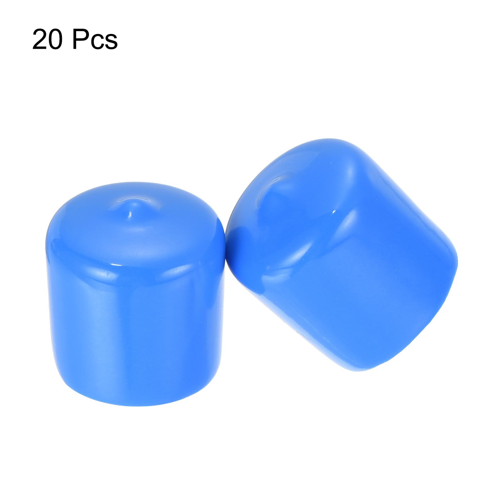 20pcs Rubber End Caps 25mm ID Vinyl Round Tube Bolt Cap Cover Screw Thread Protectors Light Blue