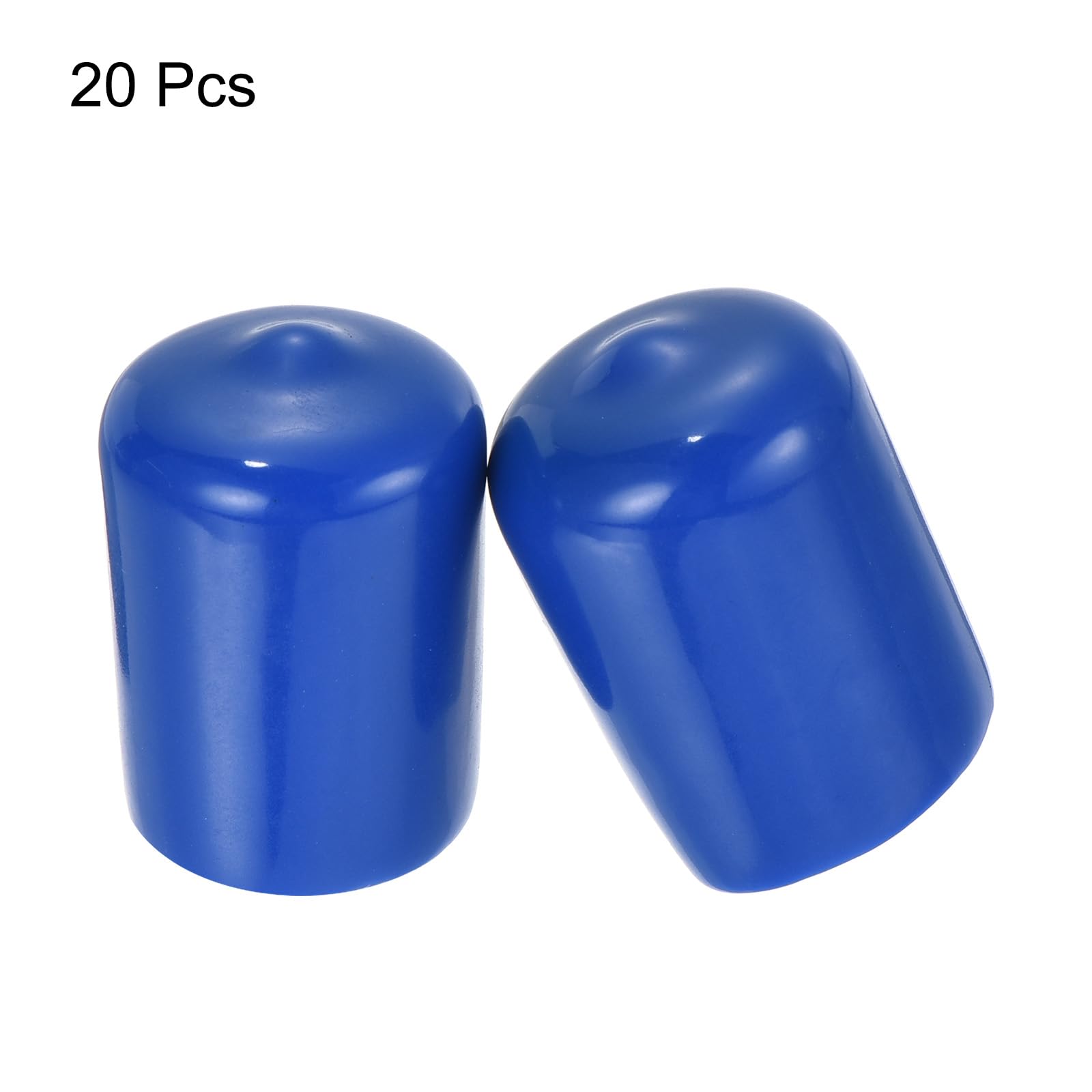 20pcs Rubber End Caps 19mm ID Vinyl Round Tube Bolt Cap Cover Screw Thread Protectors Blue