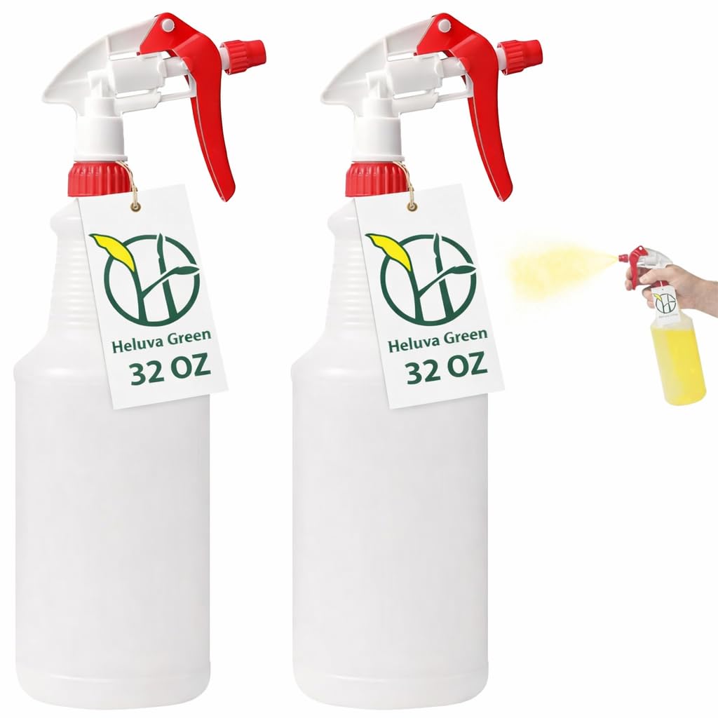 Heavy Duty 32oz Plastic Spray Bottles for Cleaning (2 Count)