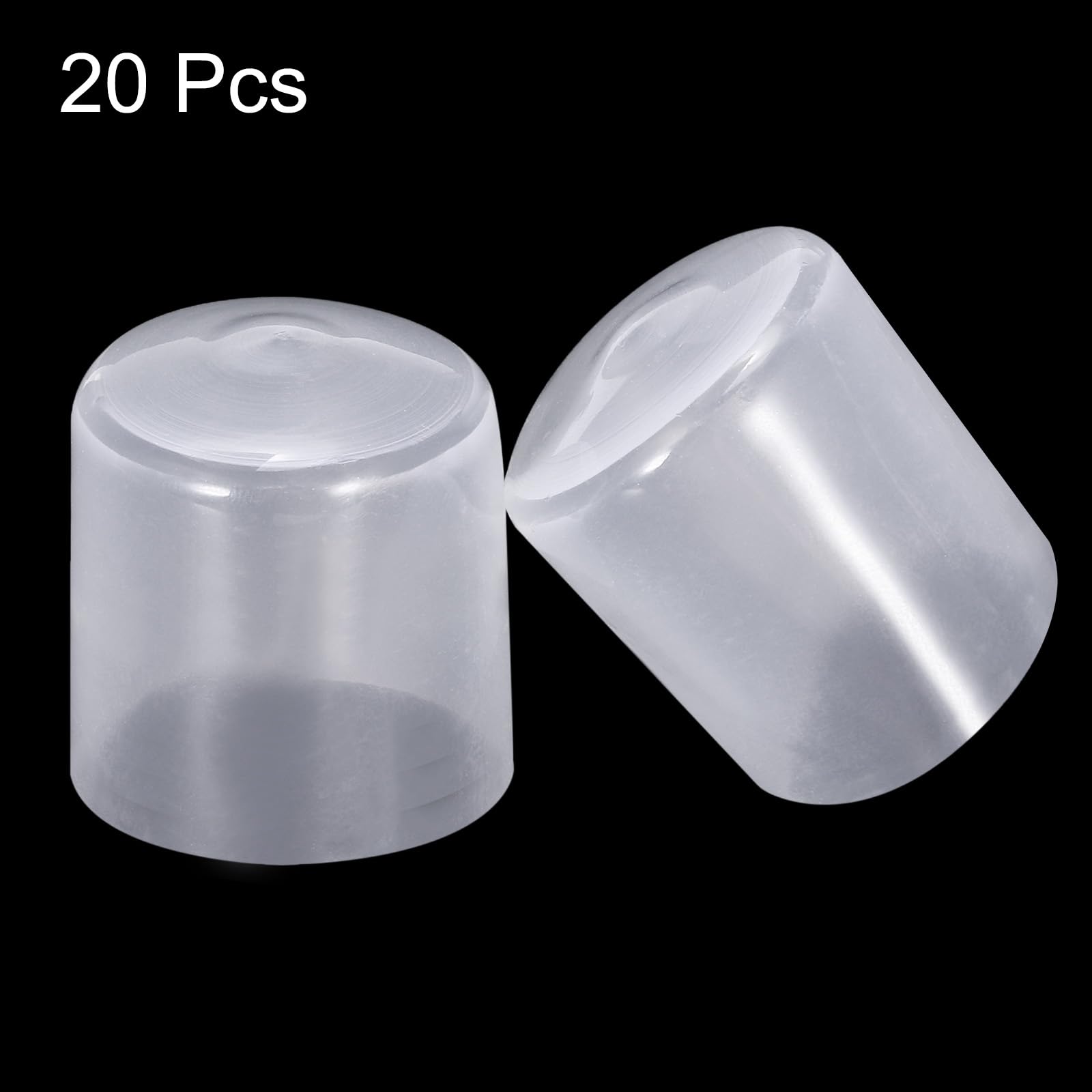 20pcs Rubber End Caps 29mm ID Vinyl PVC Round Tube Bolt Cap Cover Screw Thread Protectors Clear