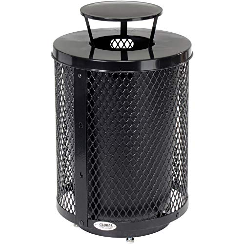 Outdoor Diamond Steel Trash Can with Rain Bonnet Lid