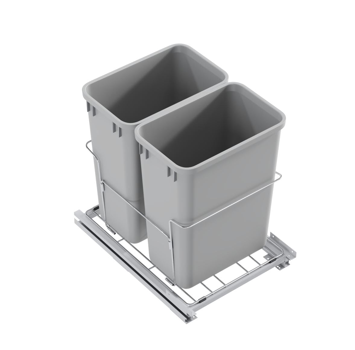Dowell B18 Aluminum Base Wastebasket Pullout with Door Mount and Two 35Qt (2 Count)