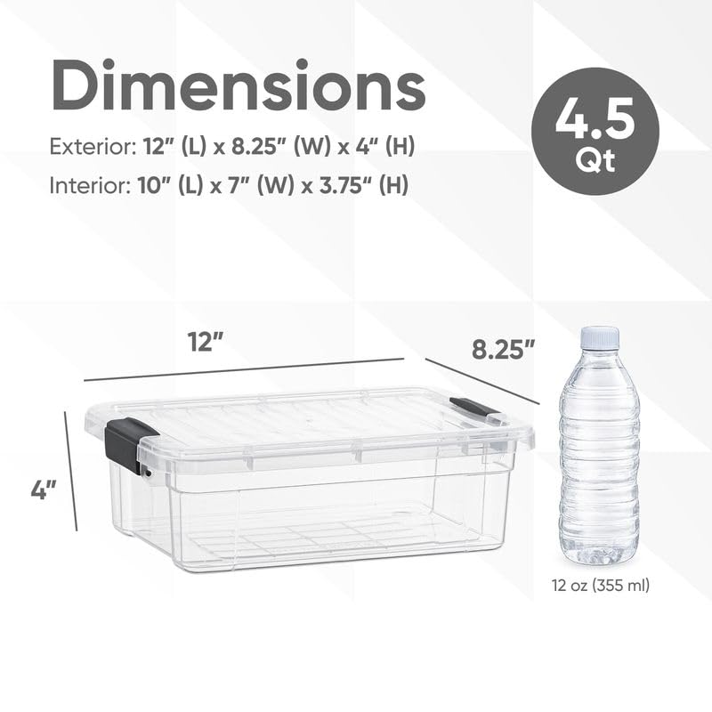 4.5 Quart Clear Plastic Storage Containers with Lids (10 Count)