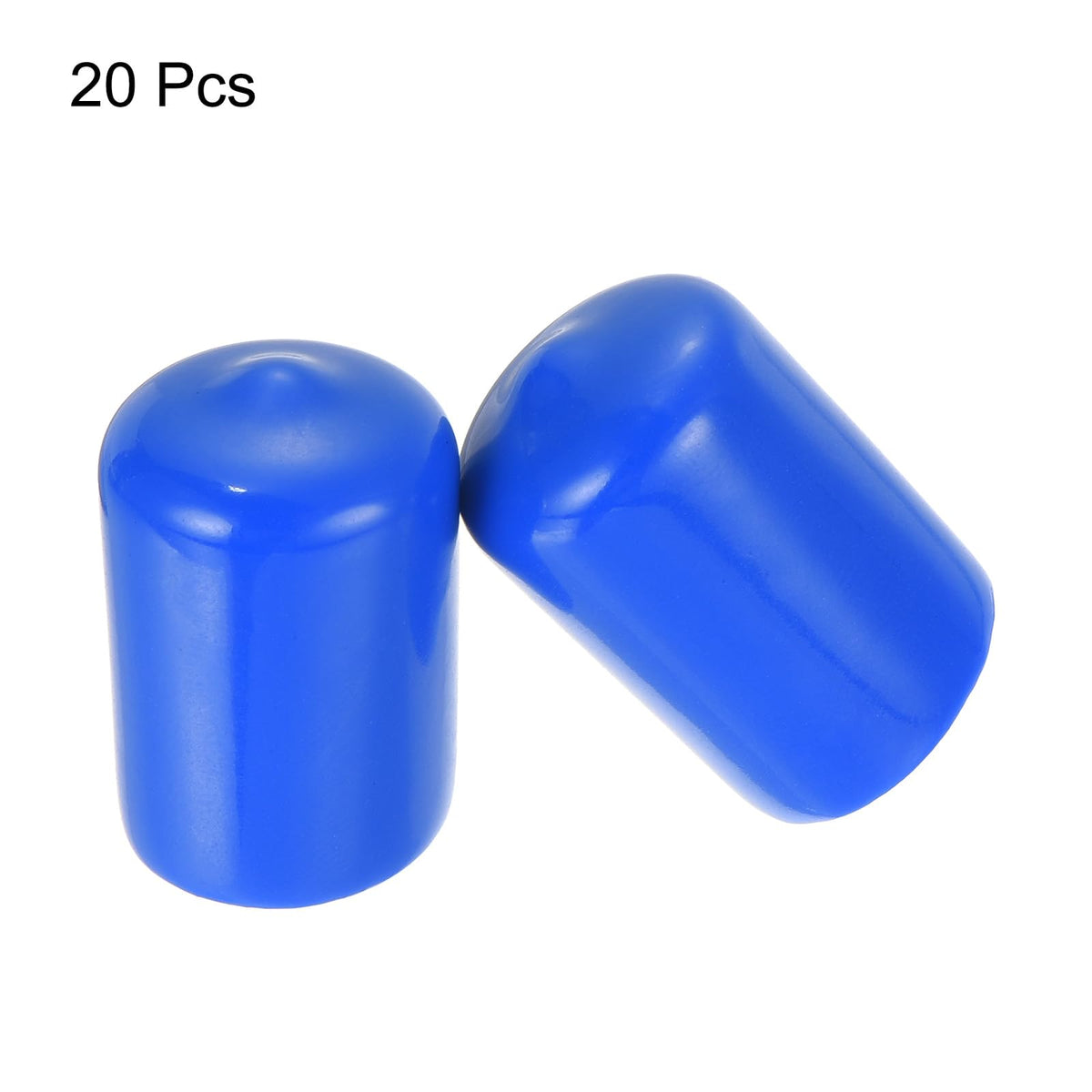 20pcs Rubber End Caps 18mm ID Vinyl Round Tube Bolt Cap Cover Screw Thread Protectors Blue