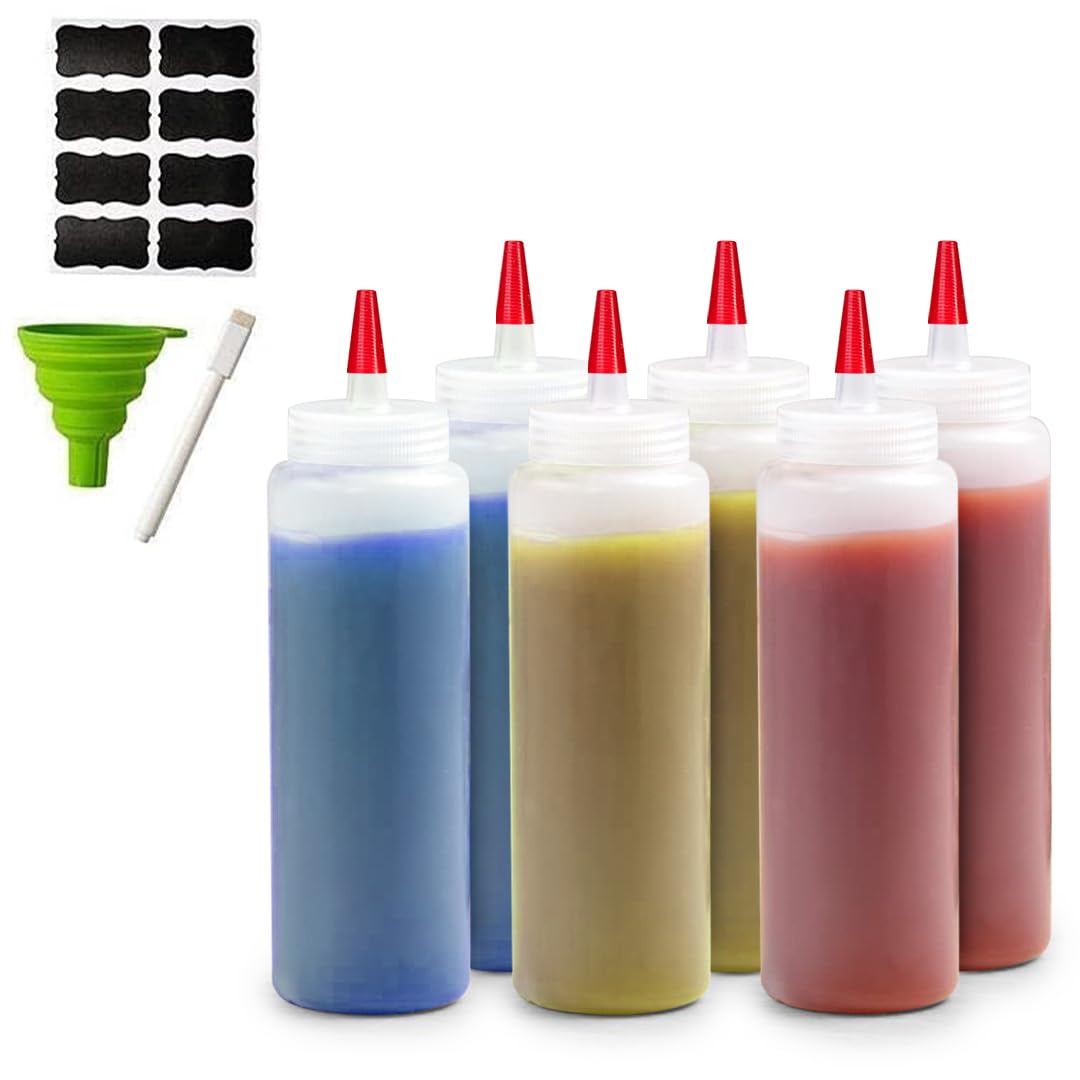 6 Pack Condiment Squeeze Bottles for Sauces (6 Count)
