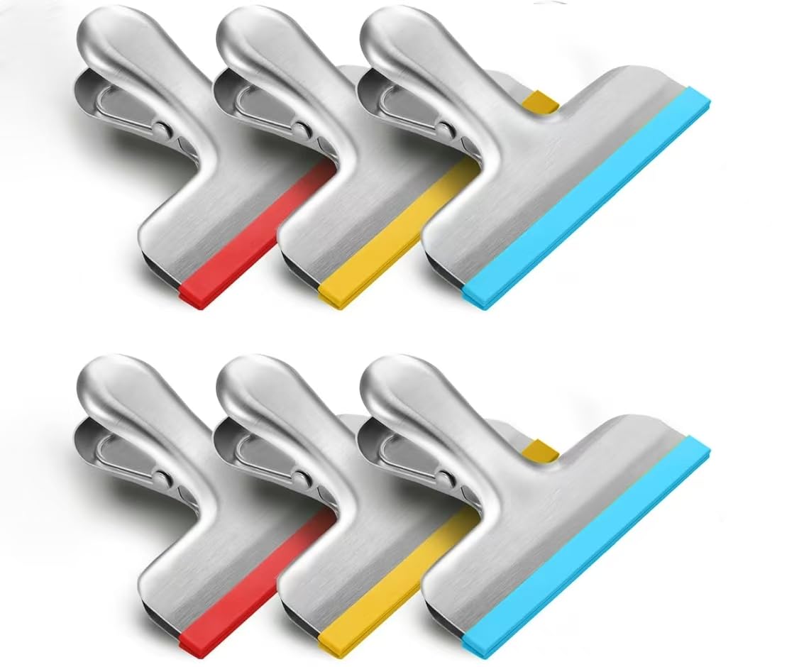 6 Pack Stainless Steel Chip Bag Clips Covered with Silicone (12 Count)