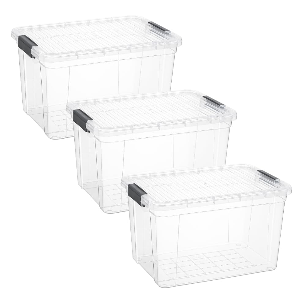 14.7 Quart Clear Plastic Storage Boxes with Lids (3 Count)