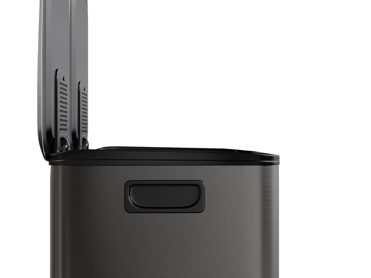 2 x 4 gal Stainless Steel Double Trash Can with Lid for Kitchen