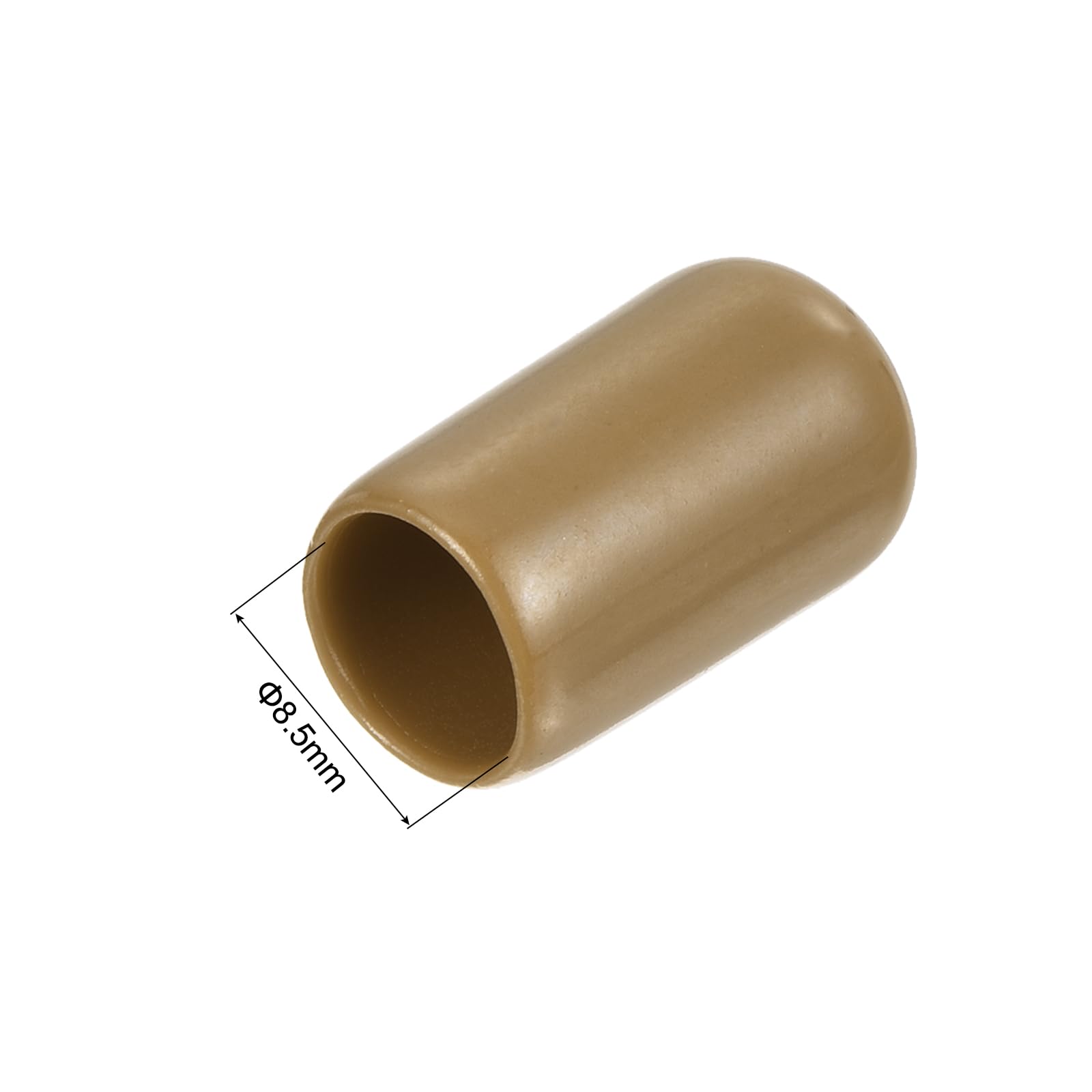 20pcs Rubber End Caps 8.5mm ID Vinyl PVC Round Tube Bolt Cap Cover Screw Thread Protectors Light Brown