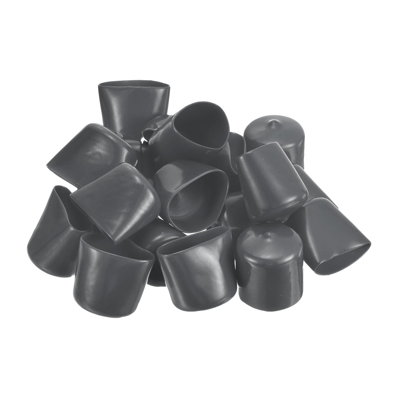 20pcs Rubber End Caps 28mm ID Vinyl Round Tube Bolt Cap Cover Thread Protectors Dark Grey