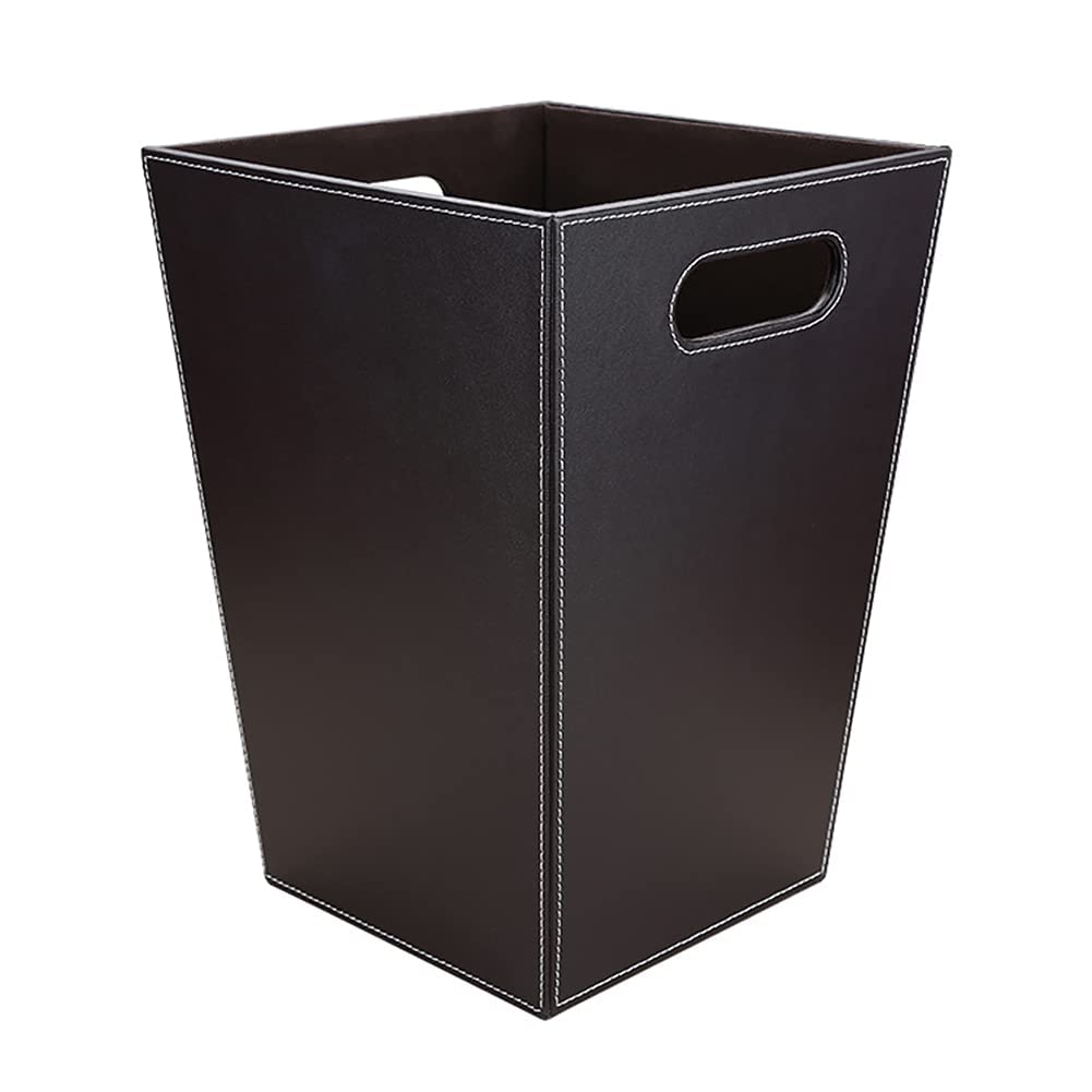 Classic Pu Leather Trash Can Wastebasket