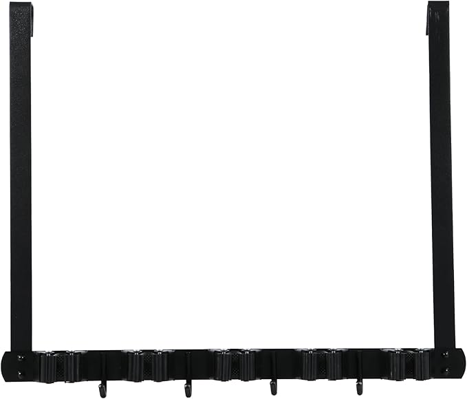 Over The Door Broom Holder with 2 Over Door Hooks Wall Mount Mop and Broom Holder Stainless Steel Mop Holder Utility Broom Gripper Drilling Free Mop Hanger for Home Bathroom Kitchen Garden