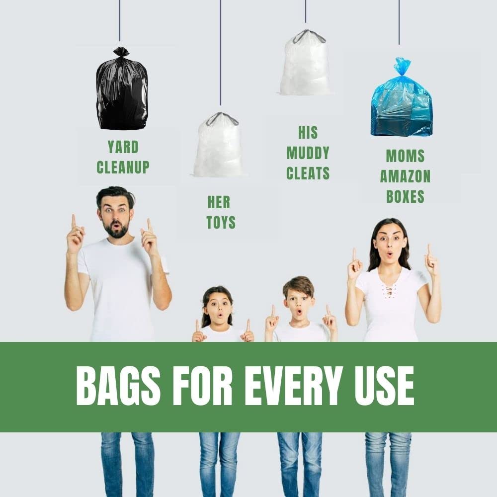 12 16 Gallon Recycling Bags │ 1.2 Mil │ Blue Garbage Can Liners with Logo │ 24" x 31" (250 Count)