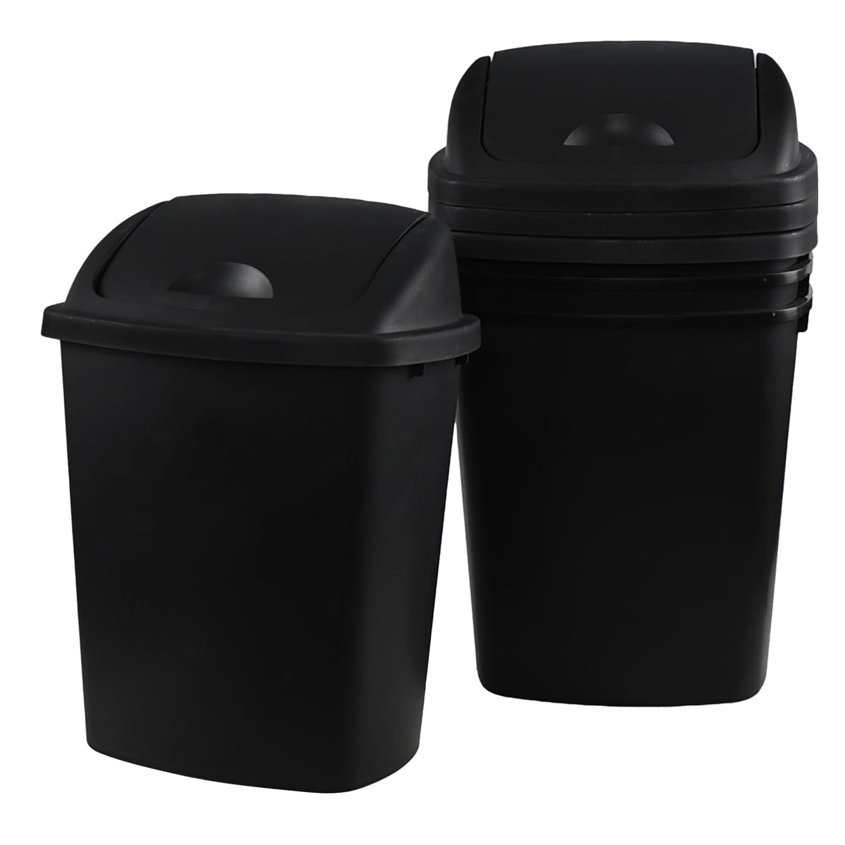 6 Gallon Plastic Garbage Cans with Swing Lid (4 Count)