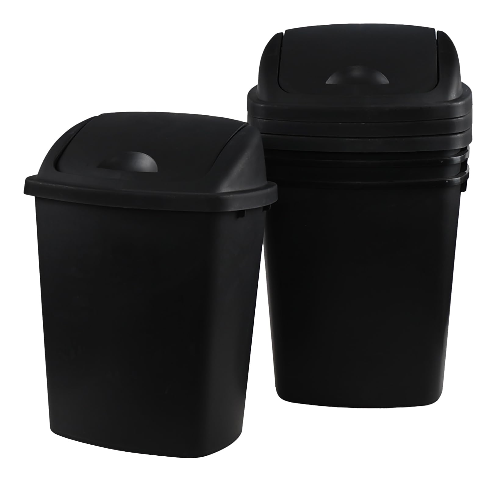 6 Gallon Plastic Garbage Cans with Swing Lid (4 Count)
